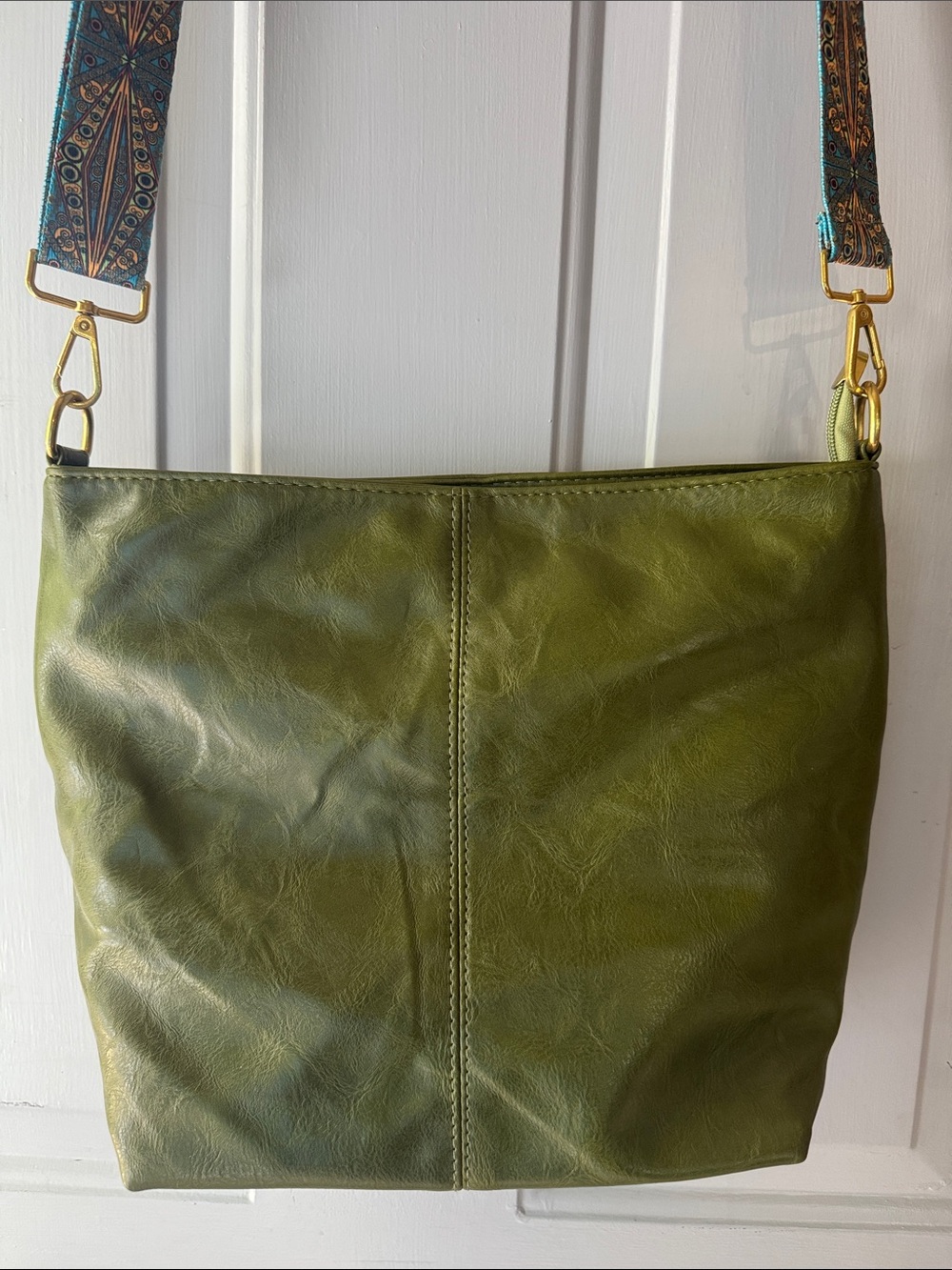 Green Leather Crossbody Shoulder Bag